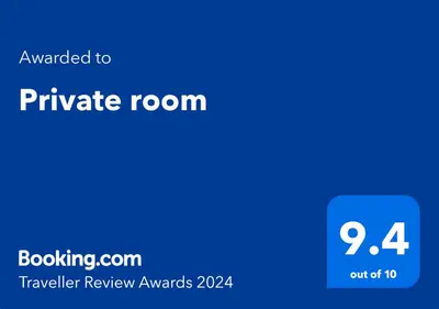 a blue screen with the text upgraded to private room at Private room in Casablanca