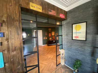 an entrance to a building with a glass door at Loft51 in Casablanca