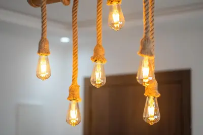 a bunch of lights hanging from a ceiling at Studio Cosy Proche Gares & Mosqué Hassan II in Casablanca