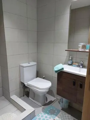 a bathroom with a toilet and a sink at Dahlia Sidi rahal in Sidi Rahal