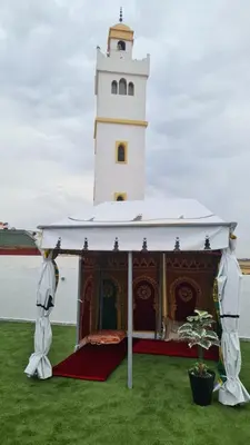 a gazebo in front of a lighthouse at Camping on the rooftop close to Casablanca Airport in Dah Hammou Ben Cheïkh