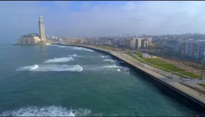 a view of a beach with waves in the water at Boulevard Anfa in Casablanca