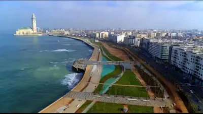 an aerial view of a bridge over a body of water at Boulevard Anfa in Casablanca