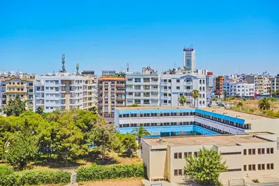 an aerial view of a city with buildings at Spacious 2 Bed Flat with City Views and Free Parking in Casablanca