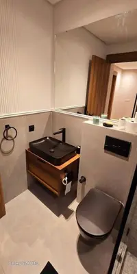 a small bathroom with a sink and a toilet at studio ghandi in Casablanca