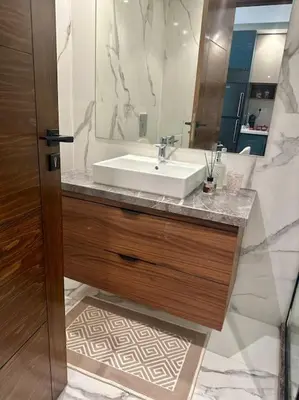 a bathroom with a sink and a mirror at Studio Eucalyptus CFC n 16 in Casablanca
