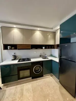 a kitchen with a refrigerator and a dishwasher in it at Studio Eucalyptus CFC n 16 in Casablanca