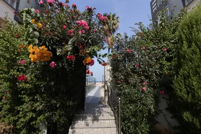 a garden of flowers on a fence at L Évasion ZEN Duplex d Exception Entre Plage et Serenite in Mohammedia
