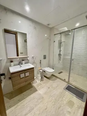 a bathroom with a shower and a sink and a toilet at Appartement cosy in Casablanca