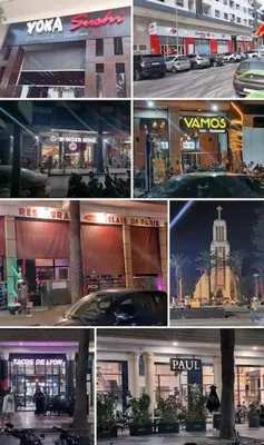 a collage of photos of a city with buildings at Apparemment 300 m de la plage, Parc Mohammedia in Mohammedia