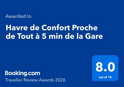 a screenshot of a phone with the text have de comfort prototype de tour at Havre de Confort Proche de Tout à 5 min de la Gare in Casablanca