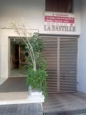 a front door of a building with a plant at Downtown Stay 1Br near Tramway - Parking in Casablanca
