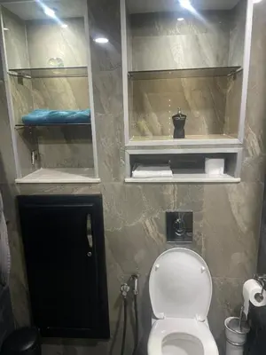 a bathroom with a toilet with a shelf above it at Casablanca Bourgogne in Casablanca