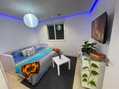 a bedroom with a bed and a potted plant at Settat room Homy in Settat