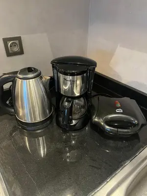 a coffee pot and a blender sitting on a counter at STUDIO CASABLANCA BEsT STAY 1 in Casablanca