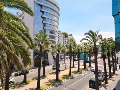 a street with palm trees in front of a tall building at Appartement lumineux plein-centre, parfait pour explorer ! in Casablanca