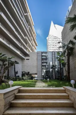 a set of stairs in front of a building at Contemporary apartment in CFC Anfa in Casablanca