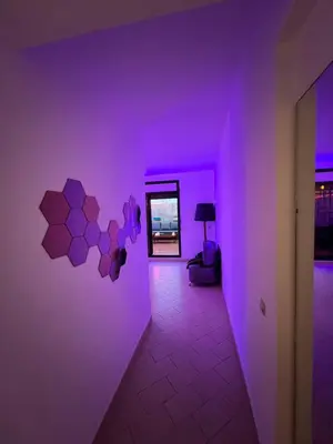 a purple room with a wall with a heart on it at Appartement Agdal in Rabat