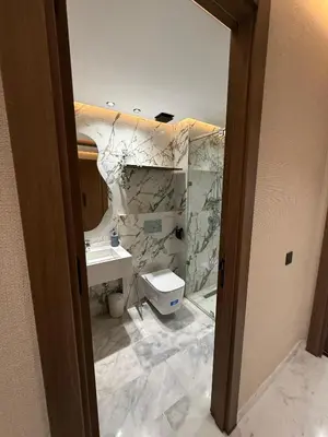 a bathroom with a sink and a toilet at Beautiful new studio with a Seaview 8 in Casablanca