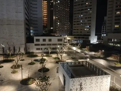 a view of a city at night with buildings at Triangle des hôtels in Casablanca