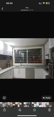 a kitchen with a sink and a window at Rabat prestigia hayriad in Rabat