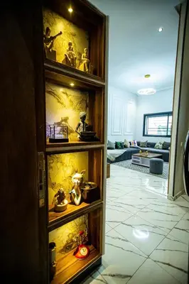 a room with a shelf with figurines on it at casablanca maroc in Casablanca