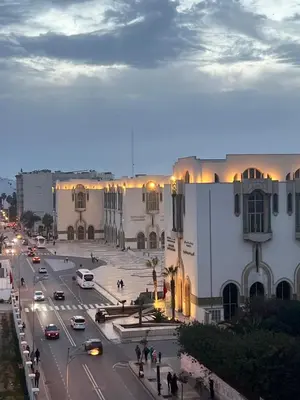 a view of a city street with cars on the road at Oumadane Appart-Ocean view- Amazing apartment-International Fair and more near by in Casablanca