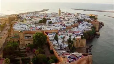 an aerial view of a town on the water at Maison 2pc plain-pied -centre in Rabat