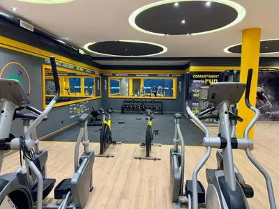 a gym with treadmills and elliptical machines at Ultimate ocean luxury in Tamaris