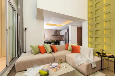 a living room with a couch and a table at Beyti in Rabat