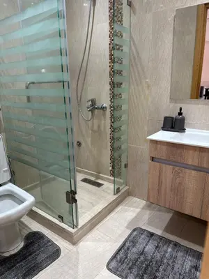 a bathroom with a shower and a toilet and a sink at apartment au coeur de Casablanca in Casablanca