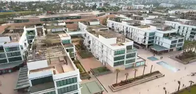 an aerial view of a city with buildings at AnfaPlace Residence, Casablanca, la Cornishe-Ain Diab in Casablanca