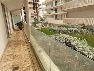 an empty balcony of a building with a garden at HM38 I Spacious & modern close to amenities in Casablanca