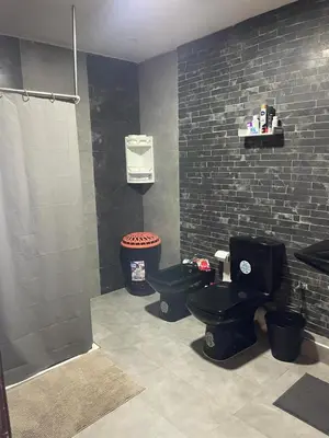 a bathroom with two toilets and a shower at Chambres Surf,Piano et Arts in Tamaris