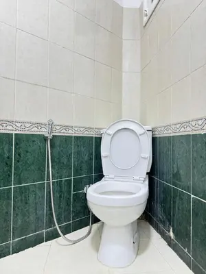 a bathroom with a toilet with a shower at SUITOUISS - Océan 2 - Panoramic Sea View in Downtown Rabat in Rabat