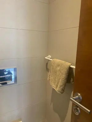 a bathroom with a shower with a towel at Charmant appartement à Anfa in Casablanca