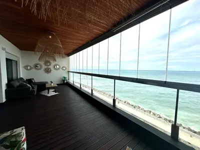 a living room with a view of the ocean at 360 Sea View - Marina - Spacious 3 BR Retreat in Casablanca