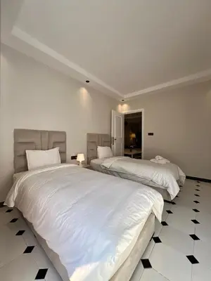 two beds in a bedroom with white sheets at Villa 3 Corniche, Charming Seaside Villa with Jacuzzi, Carrousel Mall Rabat in Rabat