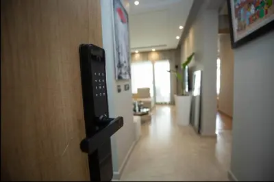 a doorhandle to a room with a hallway at Where to stay in Casablanca 2 bedrooms in Casablanca