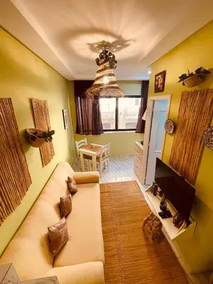 a living room with a couch and a tv at Cozy Studio in Casablanca in Casablanca