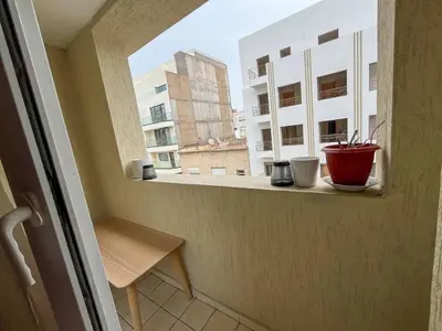 a window sill with a potted plant on it at Central Studio Casablanca in Casablanca
