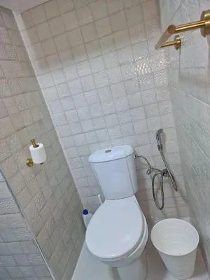 a bathroom with a toilet and a shower at Votre Appartement neuf meublé vous attend in Skhirat