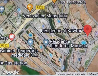 a map of las terrazas with red markers at ossama in Mansouria