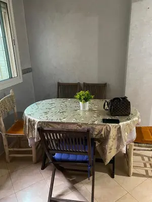 a table with a potted plant on top of it at Très bel Appartement A Darbouazza Tamaris in Tamaris