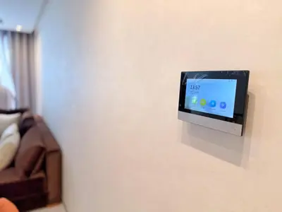 a tv on a wall in a room at Cosy Modern Retreat in Casablanca in Casablanca