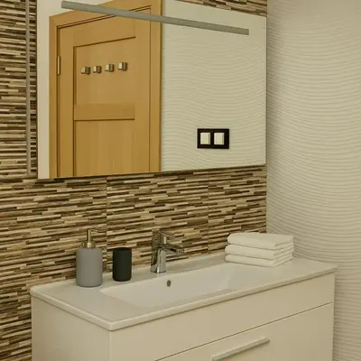a bathroom with a sink and a mirror at Luxury, Comfort, Wi-Fi, Hyper Center in Casablanca