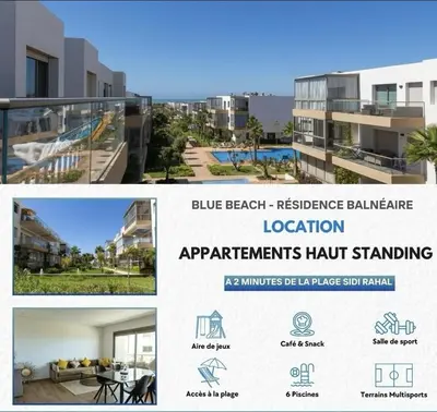 a collage of three pictures of a building at Appart pour Famille balnéaire Accés direct à la Mer in Sidi Rahal