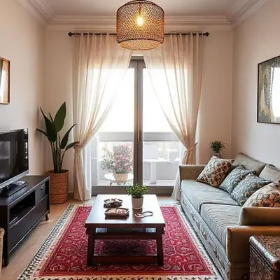 a living room with a couch and a coffee table at A Cozy escape in Morocco in Casablanca