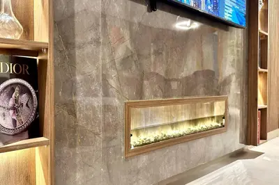 a fireplace on a wall in a store at State of Peace in Marina - By AppartAli in Casablanca