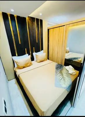 a small bedroom with two beds in a boat at Chic studio Casablanca in Casablanca